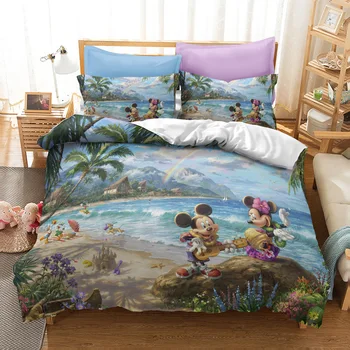 Disney Princezná a Mickey Mouse detských Postelí Nastaviť Perinu a Vankúš Cumlík posteľná bielizeň Sady Full Size Set