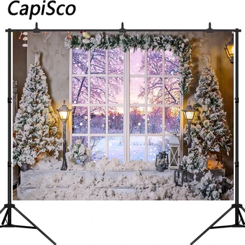 Capisco Vianočné Pozadie Teplé Ulici Svetlo Dekoračné Okno Biele Snowfield Vianočný Strom Fotografie Pozadí Photo Studio