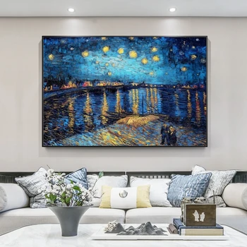 Hviezdna Noc Nad Rhone Van Gogh Plátne, Obrazy Na Stenu, Umenie Plagáty A Vytlačí Impresionistického Umenie Fotografie Cuadros
