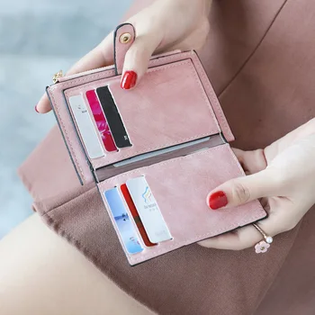 Móda Pu Kožené Malé Ženské Ultra-tenké Peňaženky Ms Kompaktný Peňaženky Ručné Peňaženky Karty Držiteľa Krátke Dizajn Ženy Kabelku