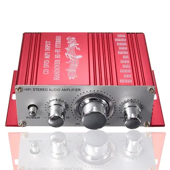 Mini 20w*20w, HiFi Stereo Audio Zosilňovač ZOSILŇOVAČ pre Auto MP3 FM Rádio Lode 2 Cananal Stereo DVD Reproduktor Modrá Červená