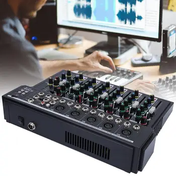 Prenosné 7 Kanálový Audio Mixer Konzoly Vstavané 48V Phantom Power Nízka spotreba Podporuje USB MP3 Prehrávač zmiešavač Zvuku pre KTV Karaoke