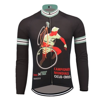 Klasické 1965 dlhé rukávy cyklistika Dres zimná fleece a č fleece späť cyklistické oblečenie mtb jersey ropa ciclismo