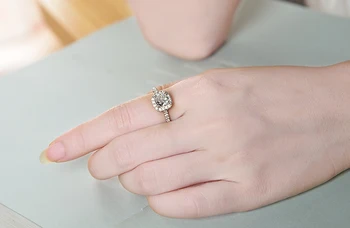 YANHUI Skutočný Originál 925 Pevné Strieborné Prstene pre Ženy, Luxusné 1.5 Carat Zirconia Diamantové Prstene Jemné Striebro 925 Šperky JZ063