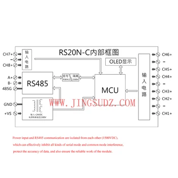 8 Kanálov NTC Teploty Vysielač 10K Thermistor na RS485 Nadobudnutie Modul Podporuje PLC RS20N-C