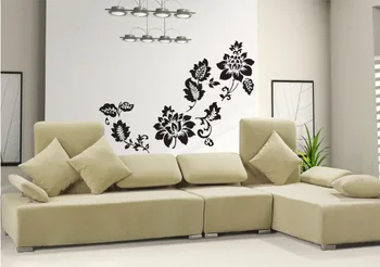 Klasický čierny motýľ kvet viniča stene nálepku Európsky Americký štýl obývacej izby, spálne, gauč TV pozadie stene plagát