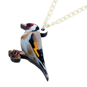 Bonsny Akryl Európskej Goldfinch Vták Náhrdelník S Príveskom, Dlhé Reťazce Choker Módne Zvierat Šperky Pre Ženy, Dievčatá Darček Veľkoobchod