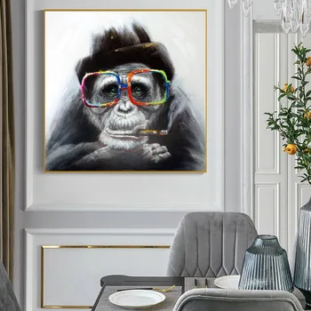 Plátno Umenie Fajčenie Opice Zábavné Umelecké Plátno Plagáty A Vytlačí Zvieratá Maľby Na Wall Street Izba Dekor Pre Deti Izba