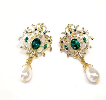 CSxjd Nový Vintage nádherné náušnice zelená Živice šperky Imitácie perál strapec náušnice ženy darček
