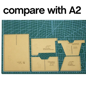 DIY kožené remeselné nástroje kraft papier šablóny držiteľa pasu dual card skladovanie taška na šitie, ručné kresby 11 cm * 15 cm
