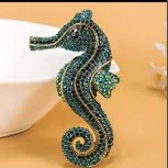9.5*5 cm Zlato-Tón Krásne Zelené Crystal Drahokamu Sea Horse Brošňa Pin Prívesok ,Drahokamu Crystal Brošňa pre Svadobné Kytice
