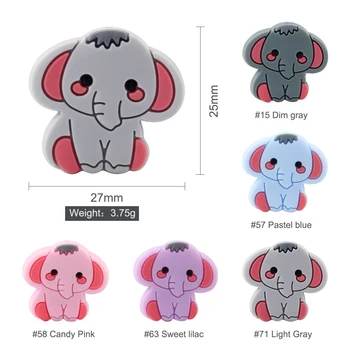 BPA Free Zvierat Silikónové Korálky Slon Cartoon DIY Molekulová Hračky Dieťa Starostlivosť o Ústnu dutinu Hlodavce Žuvacie Detské Výrobky Drobné Rod Pandents