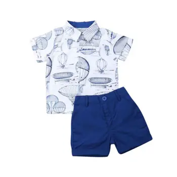 Letné módy batoľa, dieťa, chlapec oblečenie nastaviť krátky rukáv vytlačené T-tričko + nohavice outdoor voľný oblek