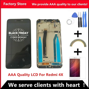 AAA Kvalite LCD+Rám Pre Xiao Redmi 4X LCD Displej Náhrada Za Redmi 4X Digiziter Montáž