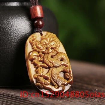 Prírodné Zlaté Tigrie Oko Prívesok Jade Dragon Náhrdelník Módne Kúzlo Šperky, Darčeky Vyrezávané Amulet