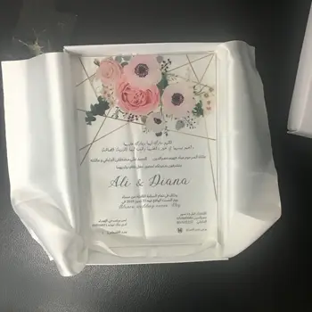 10pcs svadobné prospech prispôsobiť priehľadný akrylový pozvánka box s satin textílie
