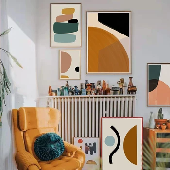 Abstraktné Geometrické Grafické Škandinávie Plátno Maľovaní Plagátov a Tlačí na Steny Umenie Obrázok pre Obývacia Izba Domova
