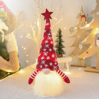 3 KS Christmas Elf Dekorácie Dlho Klobúk Swedish Language Tomte Hračka Bábika Ozdoby s LED Svetlo, Vďaka Dávať Deň Dary