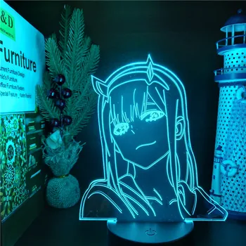 Miláčik V Franxx Anime Postavy Nula Dva 3D Led Visual Lampa Akčná Figúrka Nočné Osvetlenie Model Dotykového Snímača Zberateľskú Bábika