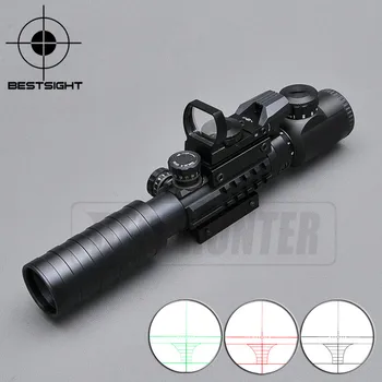 3-9X32EG Riflescope s Dlhými Rozsah Red Dot Laser a Červená/Zelená Bodka Holografické Reflex Pohľad 3 v 1 Kombinovaný pre Puška