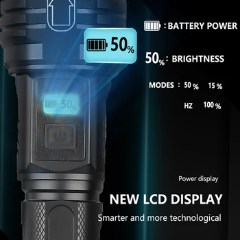 Výkonné Led Baterka XHP90.2 USB Pochodeň Svetla 26650 Nabíjacie Taktické Svietidlo Ultra Svetlé Ručné Svietidlo pre kempovanie lov