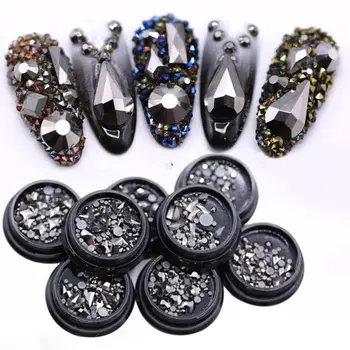 8box Kryštály Nechtov Diamond Kameň Kamienkami Čierne Sklo Kamienkami Pre 3D Nechty Umenie Dekorácie Dodávky