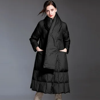 Nadol bunda ženy, nové zimné voľné golier strednej dĺžky Európskej Americký 420g biele kačacie nadol pribrala dámskej módy bunda