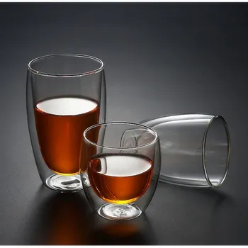 Dvojité steny sklo pohár žiaruvzdorné sklo šálku kávy Whisky Sklo čaj pohár piva hrnček 80ml kapacita sklo pohár výstrel drinkware