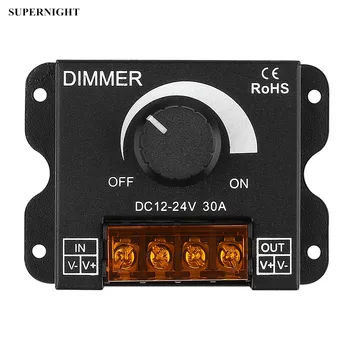 Gombík Dimmer ovládanie pre jednofarebné LED Pásy, Osvetlenie, Lampy, DC 12V 24V 30A Hliníkové 0%- Nastaviteľný Jas vypínač
