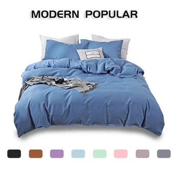 Moderný Jednoduchý Kartáčovaný posteľná bielizeň Sady Euro,Perinu obliečka na Vankúš 3 Kusy,Kráľovná, Kráľ pre Domáce jednoduché Dvojité,All-zápas Spálne