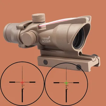 Taktické 4X32 Rozsahu Reálne Vlákniny Červená Zelená Osvetlené BDC Leptané Sklo Reticle Lov Riflescope pre Puška Cal .223/ .308