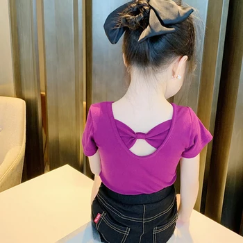 Prispôsobený obrázok LOO2020 lete nové-krátke rukávy detí kolo krku T-shirt dievčatá košieľka