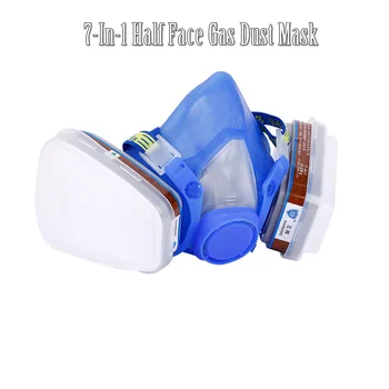 7-In-1 Polovicu Tváre Plynová Maska, Silica Gel Maska proti Prachu Duálny Filter protiprachová Pre Každodenné Použitie Tesár Builder Baník Leštiaci Sprej