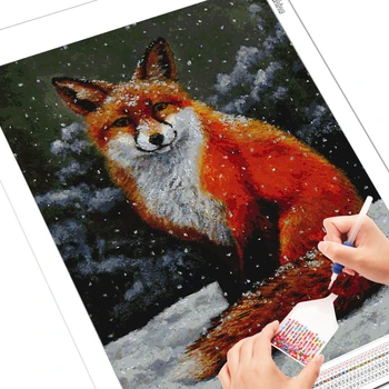 EverShine Diamond Výšivky Zvierat Diamond Maľby Plné Námestie Fox Cross Stitch Obraz Kamienkami Zimná Výzdoba Pre Domov