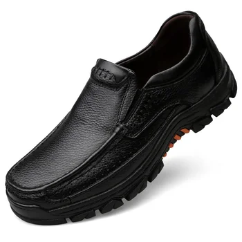 Jeseň Zima Čierna Hnedá Pošmyknúť Na Originálne Kožené Topánky Mužov Bežné 2021 Predaj Hot Vysoká Kvalita Pre Dropshipping