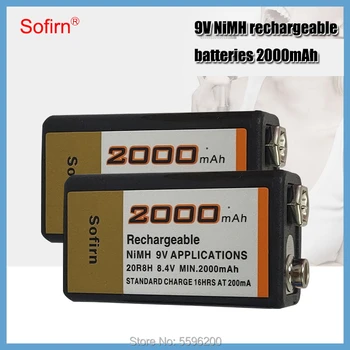 9V 2000MAh Sofirn Nabíjateľné Ni-MH Batérie Pre Mikrofón palubného telefónu Dymový Alarm Auto Hračky