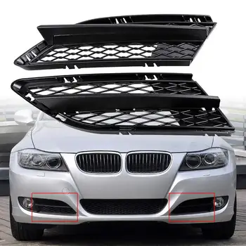 2X Predné Matný Čierny Nárazník Nižšie Hmlové Svetlo Mriežka Oka Gril Kompatibilný pre 2008-2012 BMW 3 Series E90 Sedan E91 Vozeň 323I 325