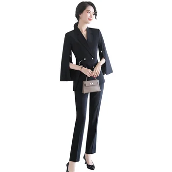 2020 nové jar a na jeseň vysoko kvalitné ženy nohavice obleky Elegantné jednofarebné dámske sako bunda Bežné nohavice office suit
