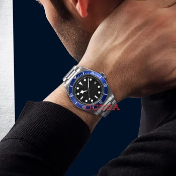 Luxusná nerezová oceľ športové 41mm automatický mechanický pohyb pánske hodinky svetelný nepremokavé kalendár mužov hodiny hodinky mužov