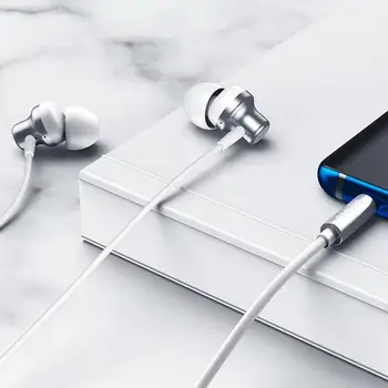 Lenovo QF730 Ťažké Subwoofer Stereo Earplug pre xiao iPhone Samsung Redmi In-ear Stereo Káblové Slúchadlá 3,5 mm Mikrofón Náhlavnej súpravy