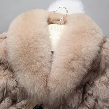 Rf0046b žien reálne fox kožušiny bunda veľké kožušiny golier fox kabát prírodné kožušiny outwear Reálne Kožušinový Kabát