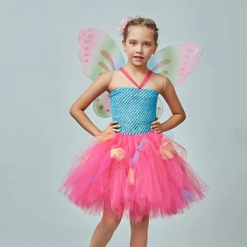 Dievčatá Ružové TUTU Šaty Butterfly Kostým, Šaty Pre Halloween Maškaráda Narodeninovej Party Šaty Zobraziť Karneval Zamaskovať Oblečenie