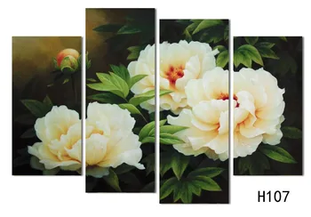 4 kusy biely kvet moderné nástenné maľby pivónia plátno na stenu umenie červený kvet modulárny obrázky pre obývacia izba