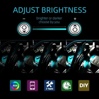 Auto Dekorácie Svetlo Interiéru Atmosféru Svetlo RGB LED Pásy Svetlo S USB Bezdrôtové Diaľkové Ovládanie Hudby Viacero Režimov