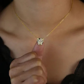 Micro pave cz leopard náhrdelník prívesok Zlatej farby v pohode dievča ženy módne šperky