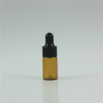 30pcs/veľa 3ml Amber Prázdne Sklenené Fľaše Aromaterapia Esenciálny Olej Fľašiach Kvapkadla Fľaša S Čiernym Spp