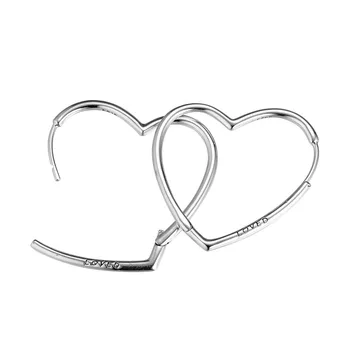 Veľká Láska Srdce Hoop Náušnice Valentín Deň 925 Sterling Silver Šperky pre Ženy Kúzlo Šperky Miloval Ženy Náušnice