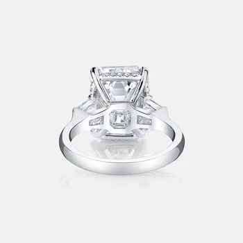 LESF 925 Sterling Silver Strieborné Prstene Solitaire Zásnubné Prstene Pre Ženy 4 ct Sona Diamantové Šperky