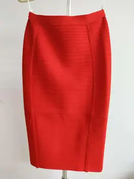 Nový Sexy Módne Červená Čierna Obväz Ceruzku Sukne s Zadnej strane s dlhým reťazcom Elastické Bodycon Sukne, Nočný Klub Nosenie