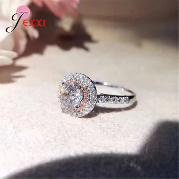 Klasický Štýl Luxusné AAA Grade Crystal Prstene Pre Ženy, Skutočné 925 Sterling Silver Krúžky Módne Šperky Pre Svadobné Engangement